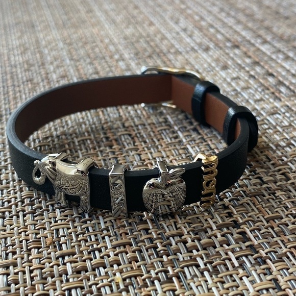 Keep Collective Black Saddle Leather Bracelet Charms Mom Elephant Apple … - Picture 1 of 9
